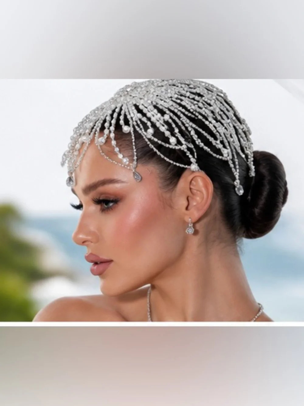 Crystal Pearl Bridal Headpiece | Wedding Hair Vine | Rhinestone Head Chain | Bri